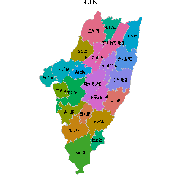 永川区乡镇地图shp数据WGS84坐标系.shp
