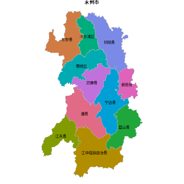 永州市地图shp数据WGS84坐标系.shp