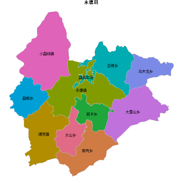 永德县乡镇地图shp数据WGS84坐标系.shp