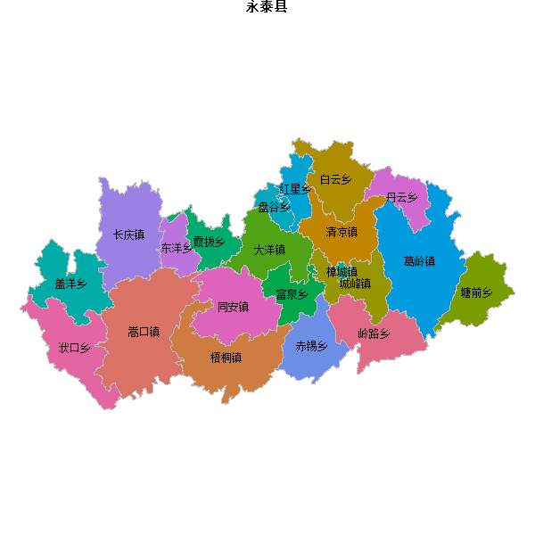 永泰县乡镇地图shp数据WGS84坐标系.shp