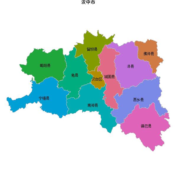 汉中市地图shp数据WGS84坐标系.shp