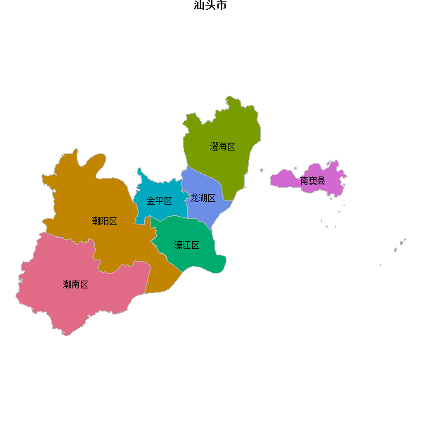 汕头市地图shp数据WGS84坐标系.shp