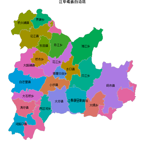 江华瑶族自治县乡镇地图shp数据WGS84坐标系.shp