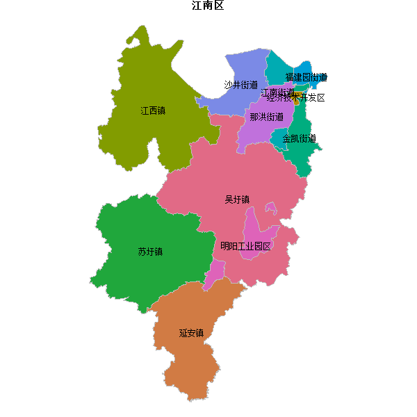 江南区乡镇地图shp数据WGS84坐标系.shp