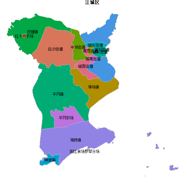 江城区乡镇地图shp数据WGS84坐标系.shp