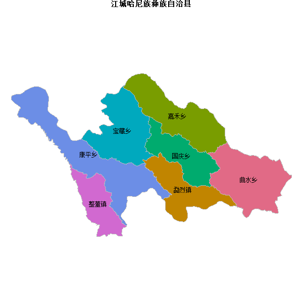 江城哈尼族彝族自治县乡镇地图shp数据WGS84坐标系.shp