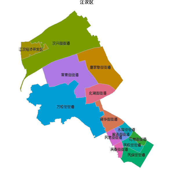江汉区乡镇地图shp数据WGS84坐标系.shp