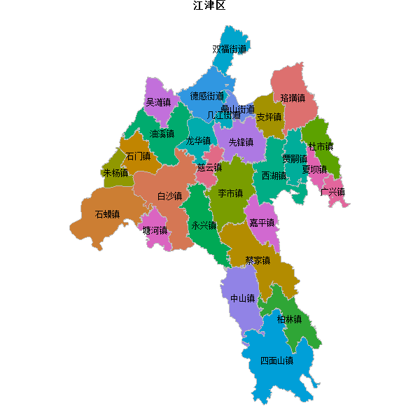 江津区乡镇地图shp数据WGS84坐标系.shp