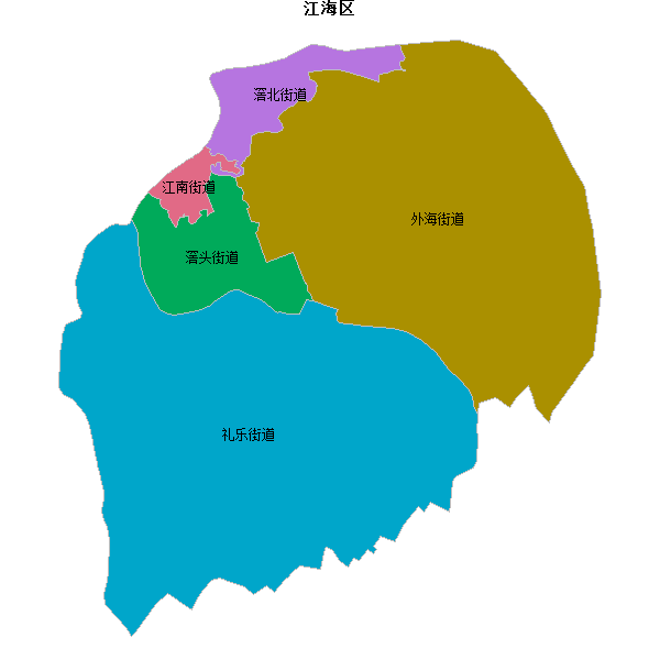 江海区乡镇地图shp数据WGS84坐标系.shp