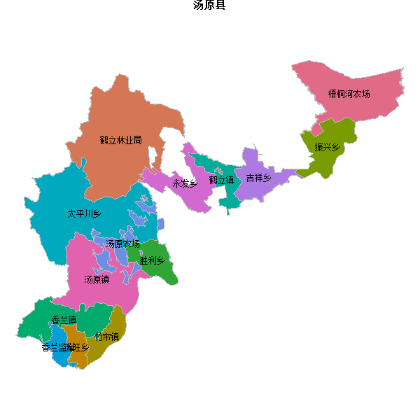 汤原县乡镇地图shp数据WGS84坐标系.shp