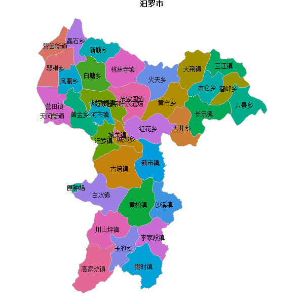 汨罗市乡镇地图DWG数据WGS84坐标系.DWG