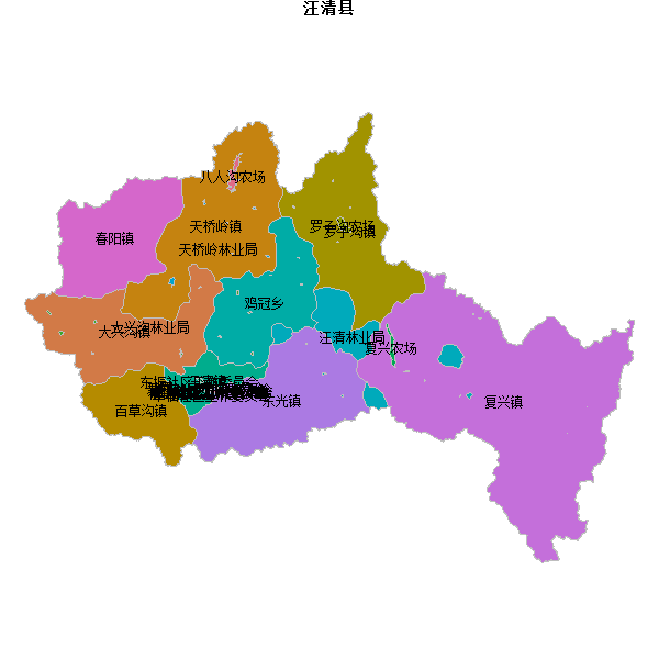汪清县乡镇地图shp数据WGS84坐标系.shp