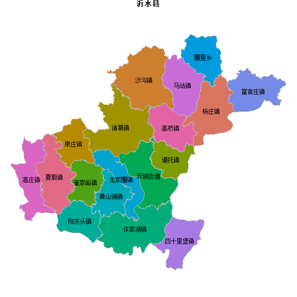 沂水县乡镇地图shp数据WGS84坐标系.shp