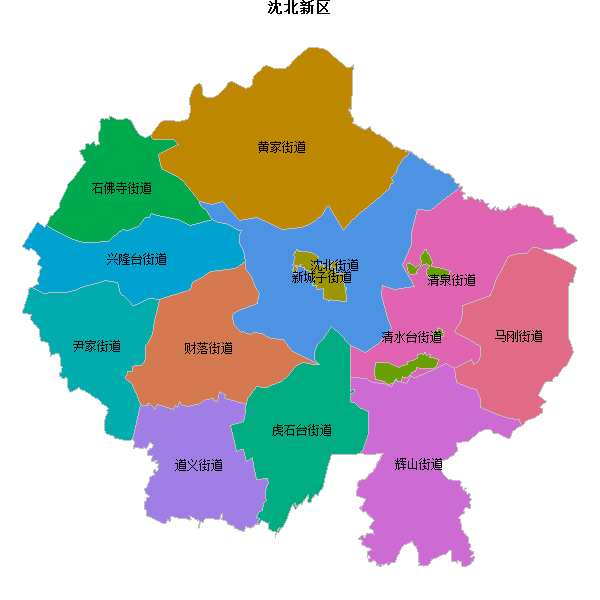 沈北新区乡镇地图shp数据WGS84坐标系.shp