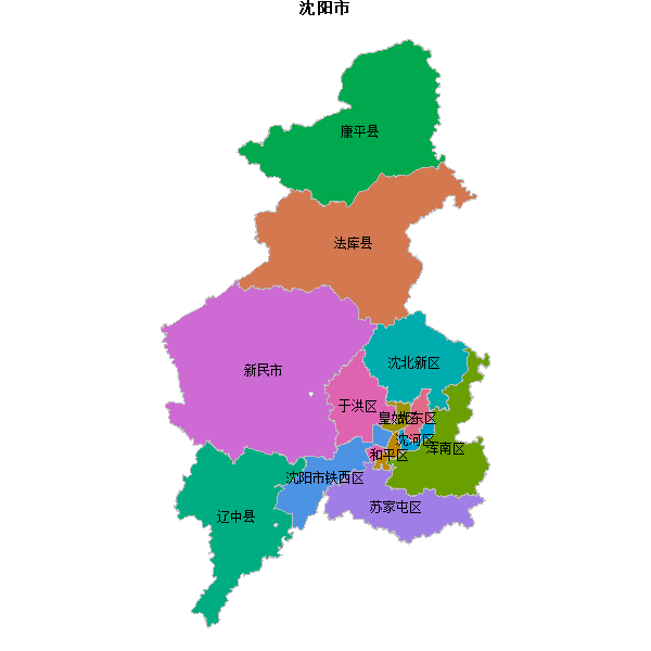 沈阳市地图shp数据WGS84坐标系.shp
