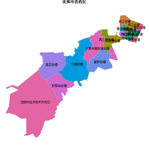 沈阳市铁西区乡镇地图shp数据WGS84坐标系.shp