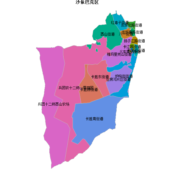 沙依巴克区乡镇地图shp数据WGS84坐标系.shp