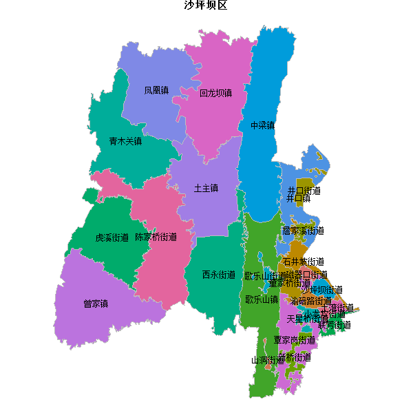 沙坪坝区乡镇地图shp数据WGS84坐标系.shp