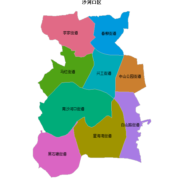 沙河口区乡镇地图shp数据WGS84坐标系.shp