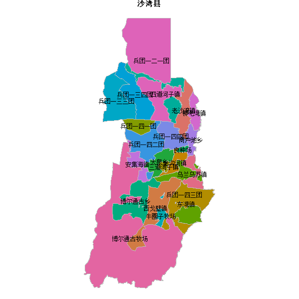 沙湾县乡镇地图shp数据WGS84坐标系.shp