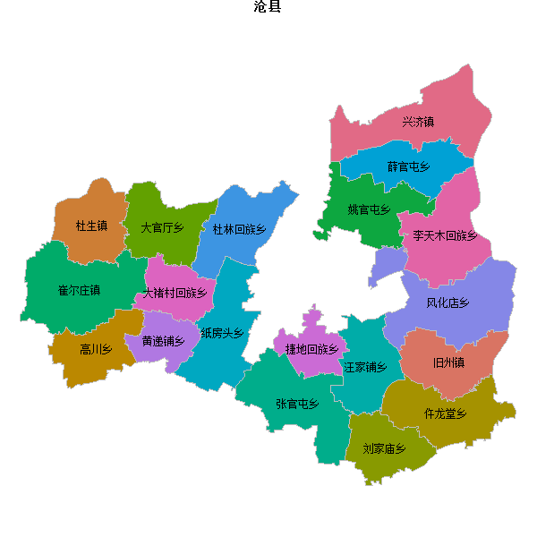 沧县乡镇地图shp数据WGS84坐标系.shp