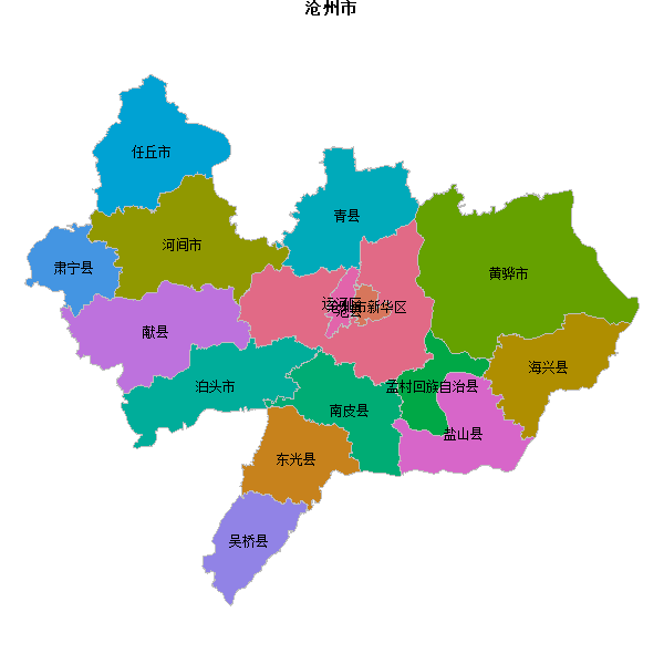 沧州市地图shp数据WGS84坐标系.shp