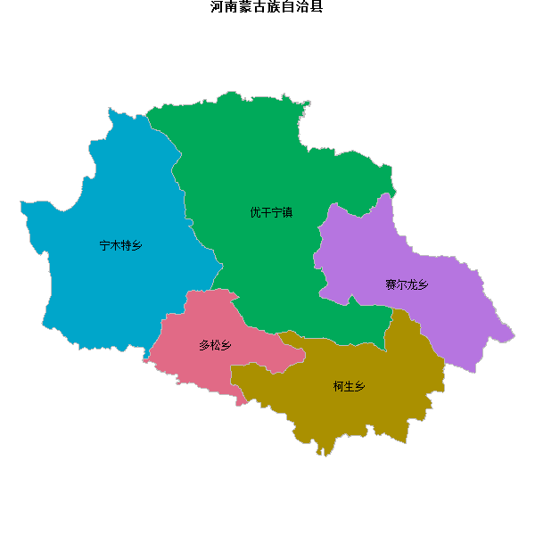河南蒙古族自治县乡镇地图shp数据WGS84坐标系.shp
