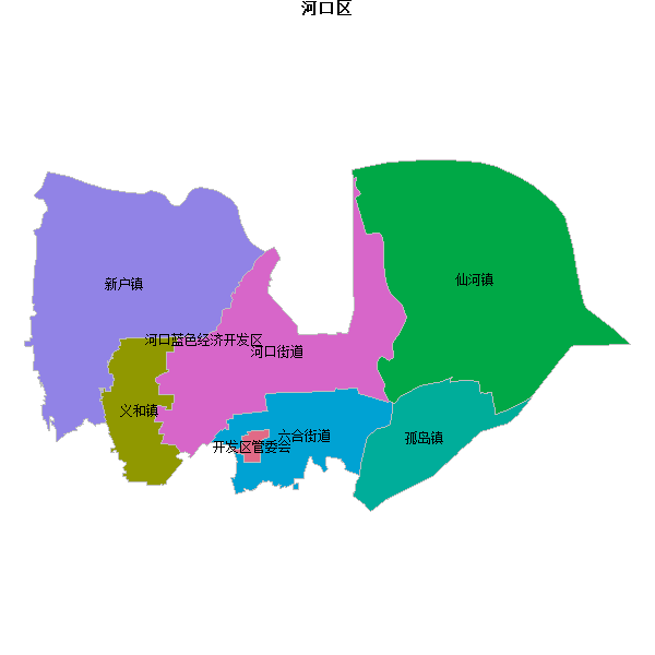 河口区乡镇地图shp数据WGS84坐标系.shp