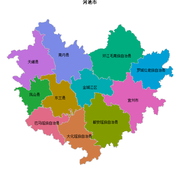 河池市地图shp数据WGS84坐标系.shp