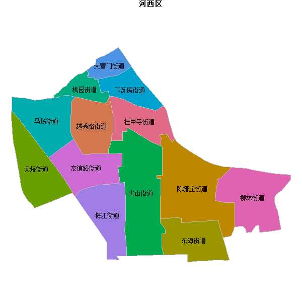 河西区乡镇地图JSON数据WGS84坐标系.json