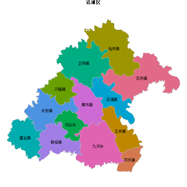 沿滩区乡镇地图shp数据WGS84坐标系.shp