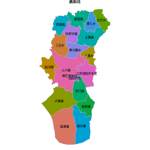 泗阳县乡镇地图shp数据WGS84坐标系.shp