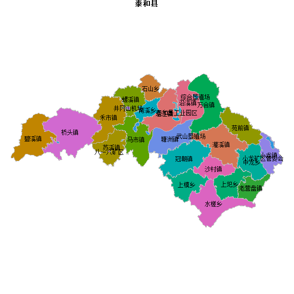 泰和县乡镇地图shp数据WGS84坐标系.shp