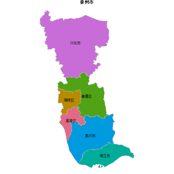 泰州市地图shp数据WGS84坐标系.shp