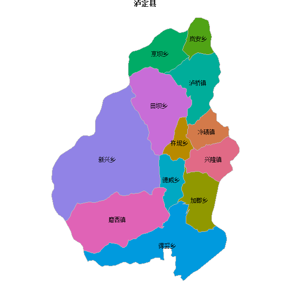泸定县乡镇地图shp数据WGS84坐标系.shp