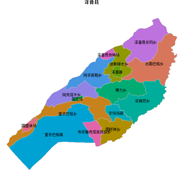 泽普县乡镇地图shp数据WGS84坐标系.shp