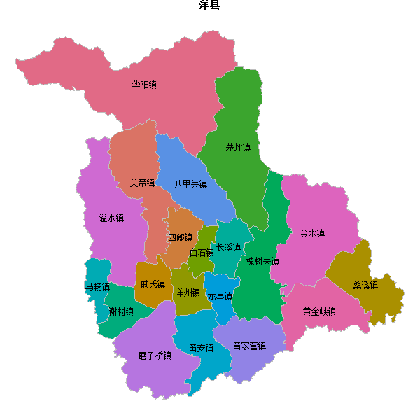 洋县乡镇地图shp数据WGS84坐标系.shp