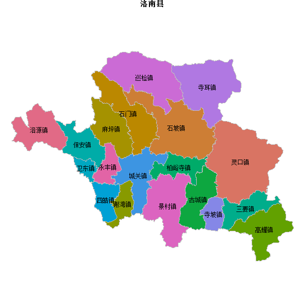 洛南县乡镇地图shp数据WGS84坐标系.shp