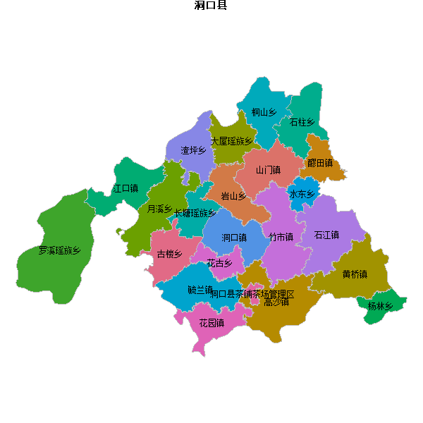 洞口县乡镇地图shp数据WGS84坐标系.shp