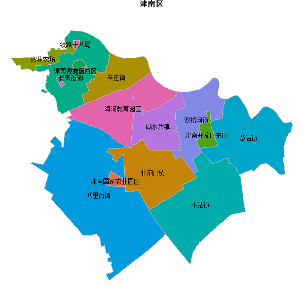 津南区乡镇地图shp数据WGS84坐标系.shp