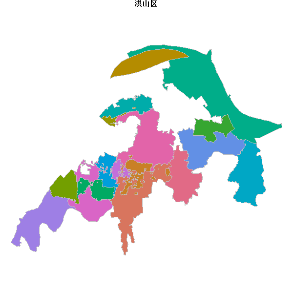 洪山区乡镇地图shp数据WGS84坐标系.shp