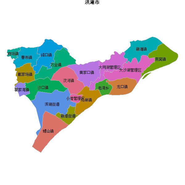 洪湖市乡镇地图shp数据WGS84坐标系.shp