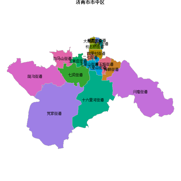 济南市市中区乡镇地图shp数据WGS84坐标系.shp