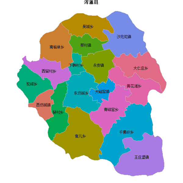 浑源县乡镇地图shp数据WGS84坐标系.shp