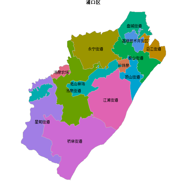 浦口区乡镇地图shp数据WGS84坐标系.shp