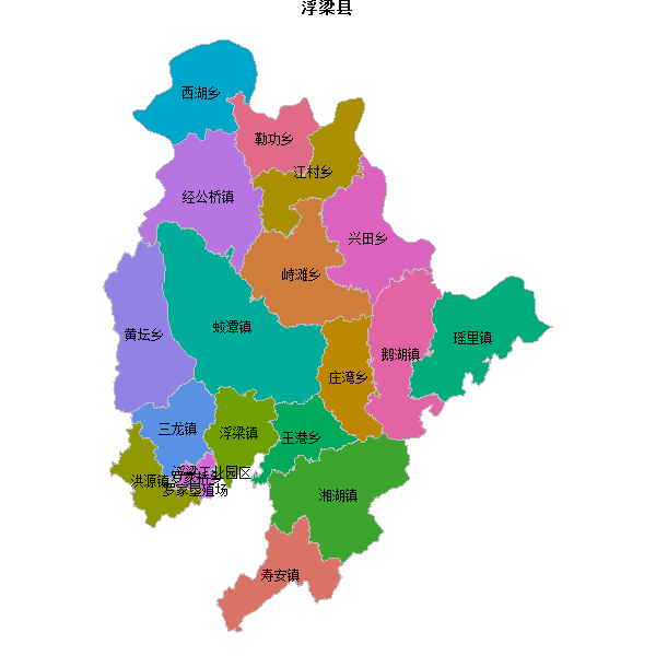 浮梁县乡镇地图shp数据WGS84坐标系.shp