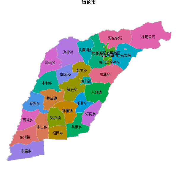 海伦市乡镇地图shp数据WGS84坐标系.shp