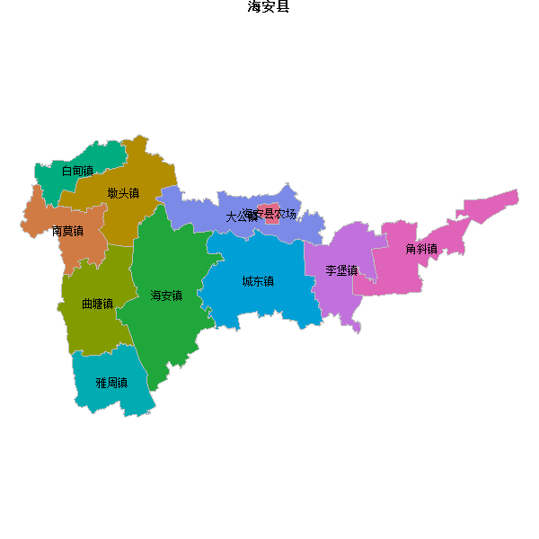 海安县乡镇地图shp数据WGS84坐标系.shp