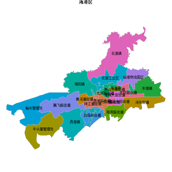 海港区乡镇地图shp数据WGS84坐标系.shp