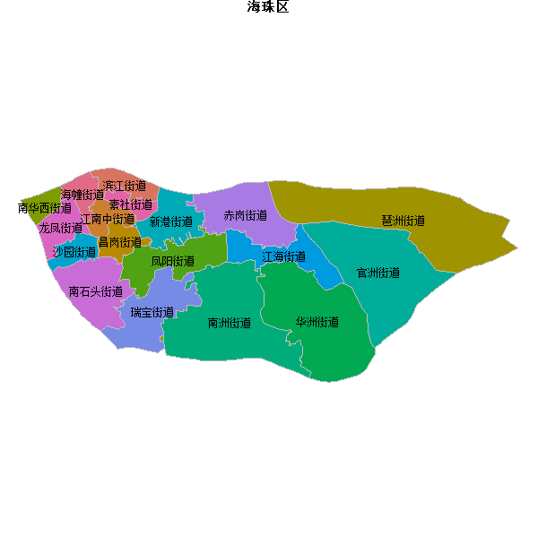 海珠区乡镇地图shp数据WGS84坐标系.shp